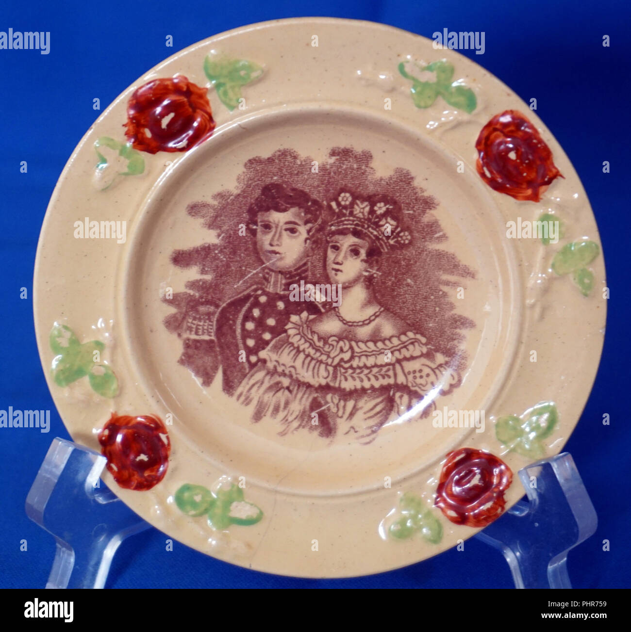 Historical Antique Commemorative British Pottery Plate Queen Victoria Prince Albert Wedding