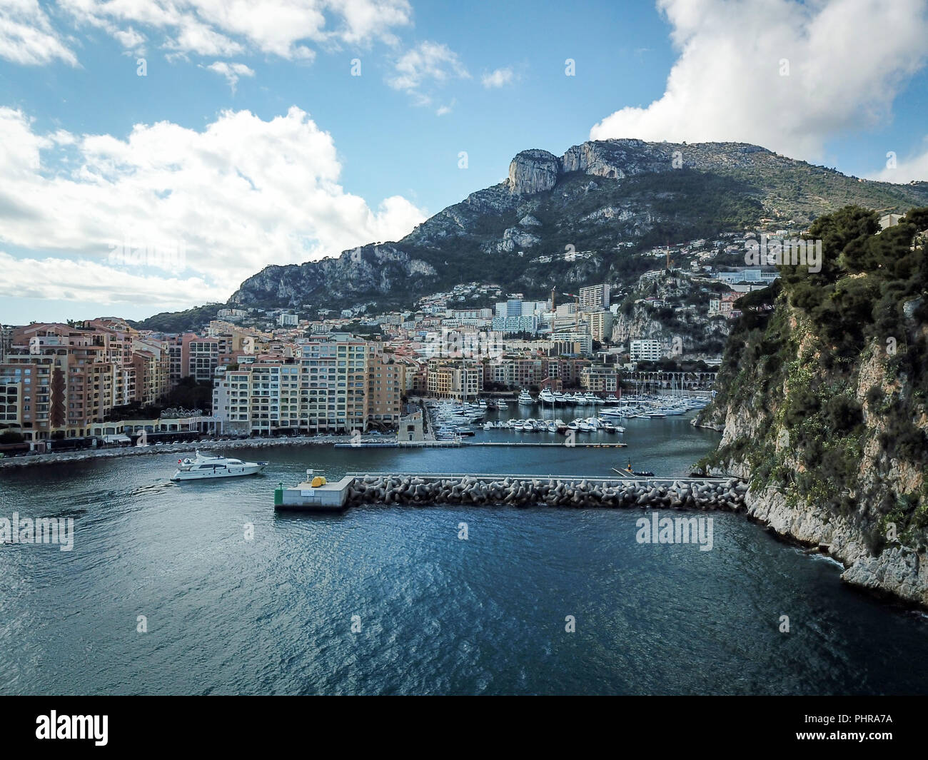 View of Monaco harbor Fontvieille Stock Photo