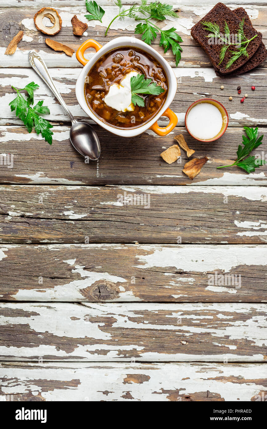 Dried Wild Mushroom Soup Stock Photo - Alamy