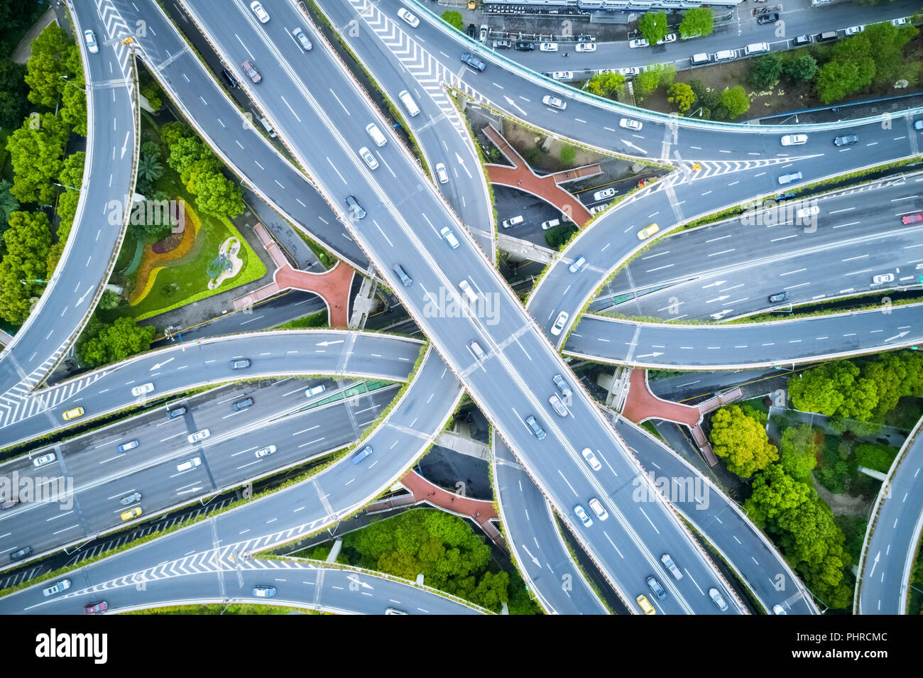 aerial view of elevated road junction Stock Photo