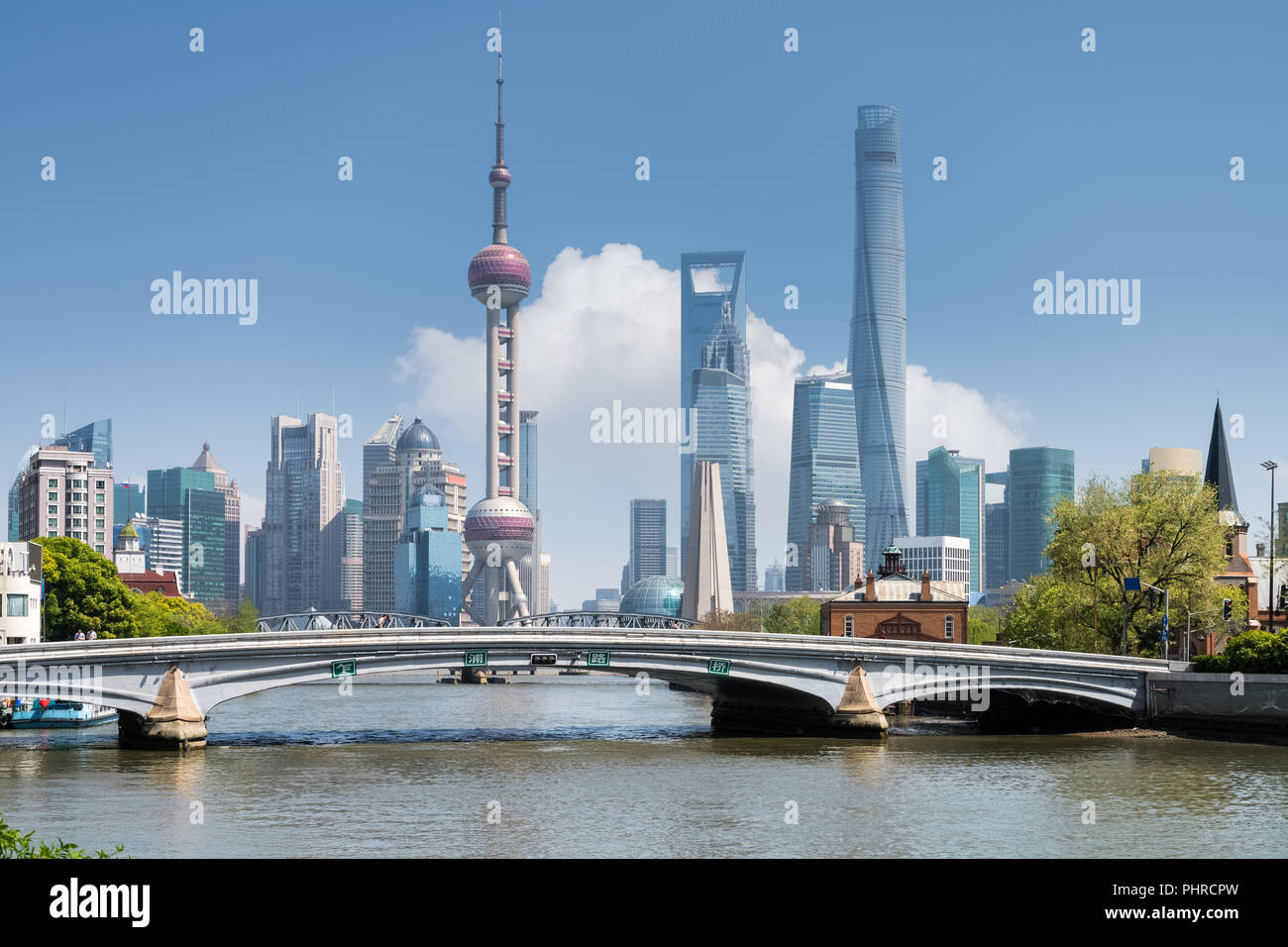shanghai scenery on suzhou river Stock Photo