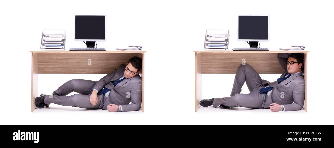 Office hiding under desk Cut Out Stock Images & Pictures - Alamy