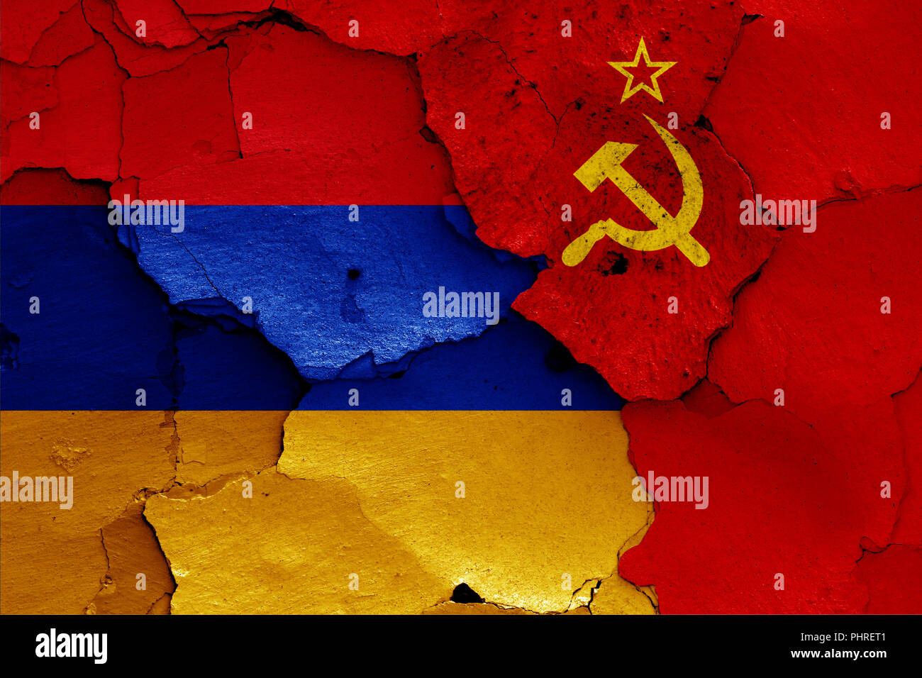 flags of Armenia and Soviet Union Stock Photo