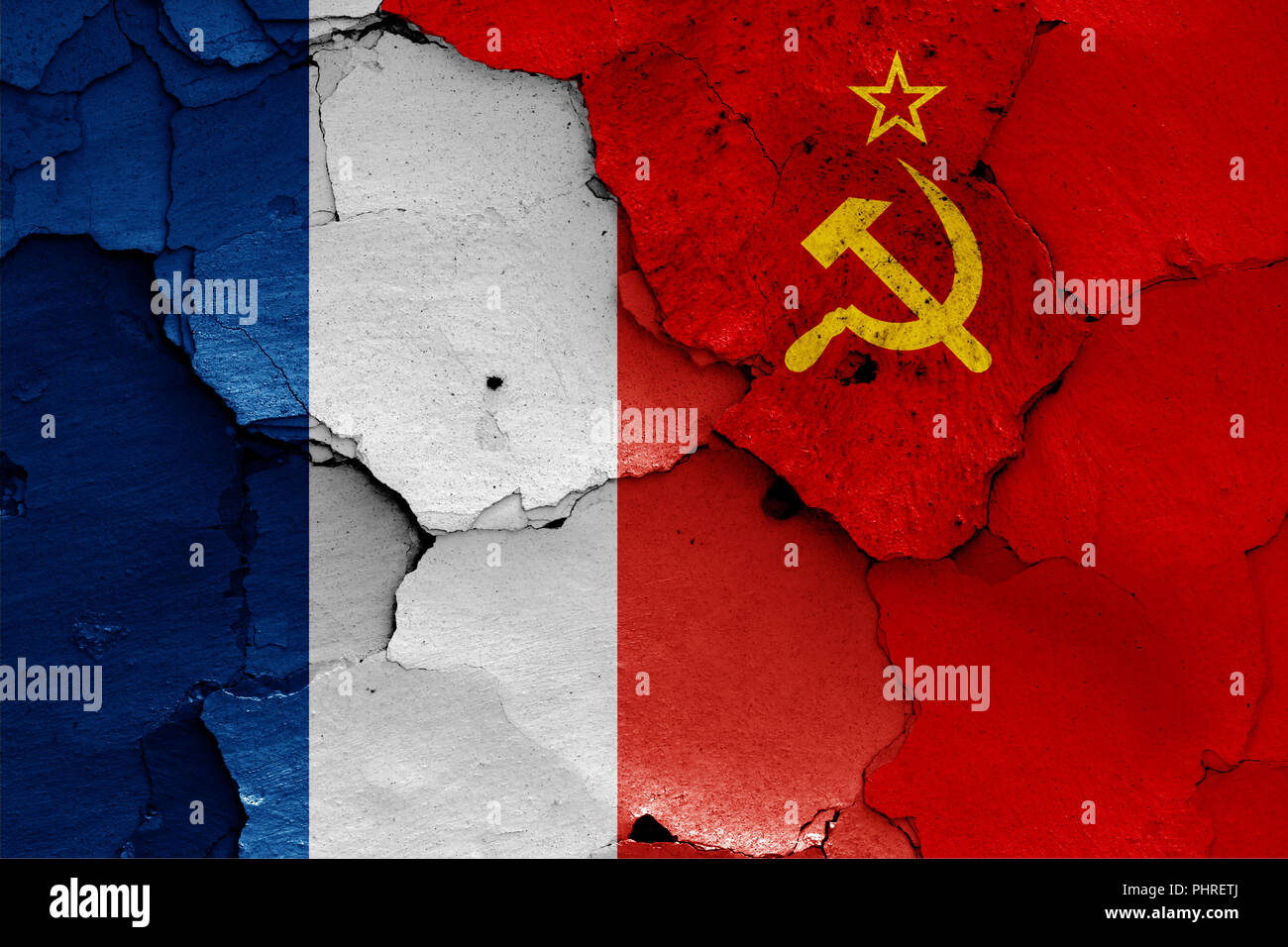 flags of France and Soviet Union Stock Photo