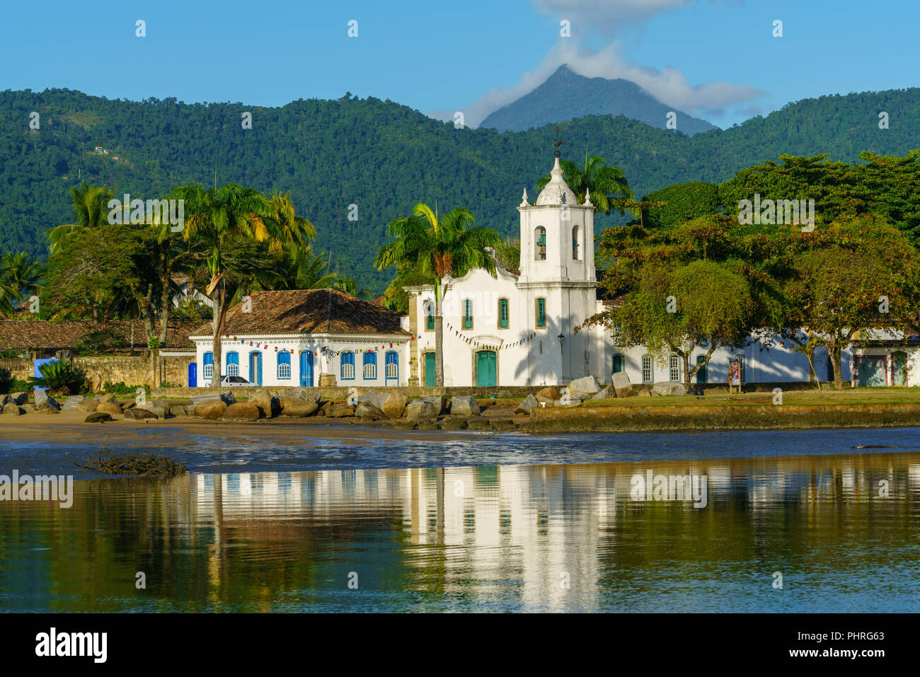Nossa Senhora das Dores Church is located in Paraty, one of the first cities in Brazil where the portuguese left their finger prints in the archtectur Stock Photo