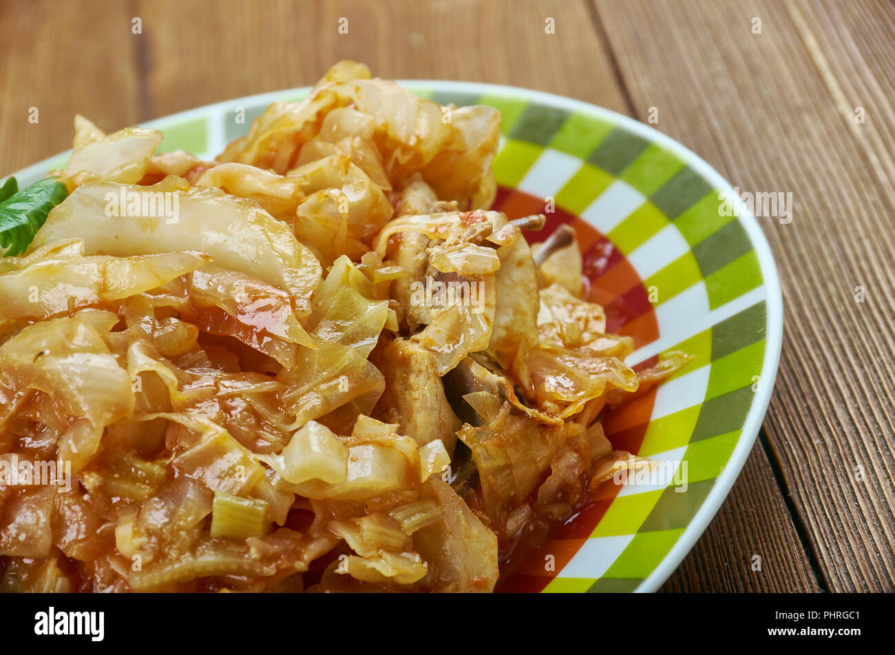 Cabbage Sauteed With Chicken Stock Photo Alamy