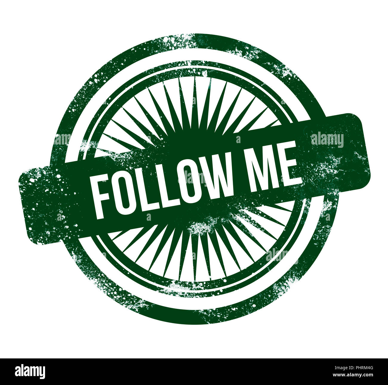 follow me - green grunge stamp Stock Photo