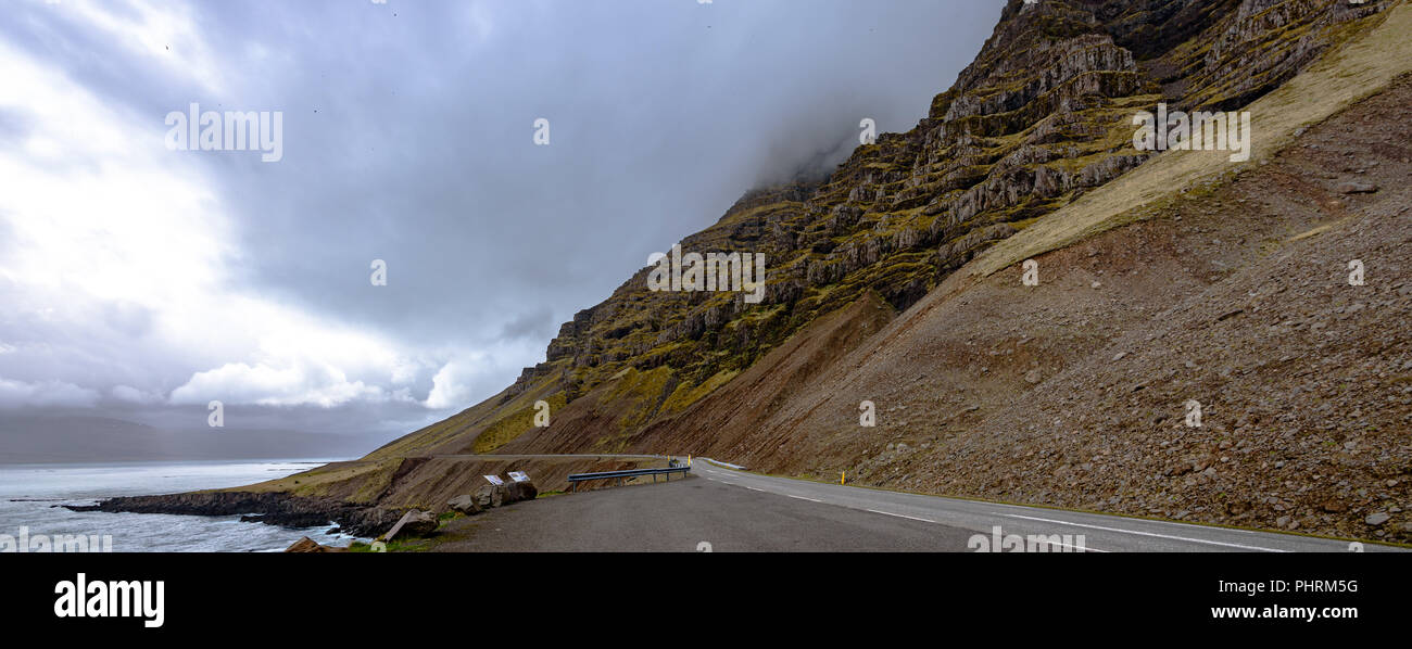 Iceland's ring road Route 1 in the eastern fjords Stock Photo