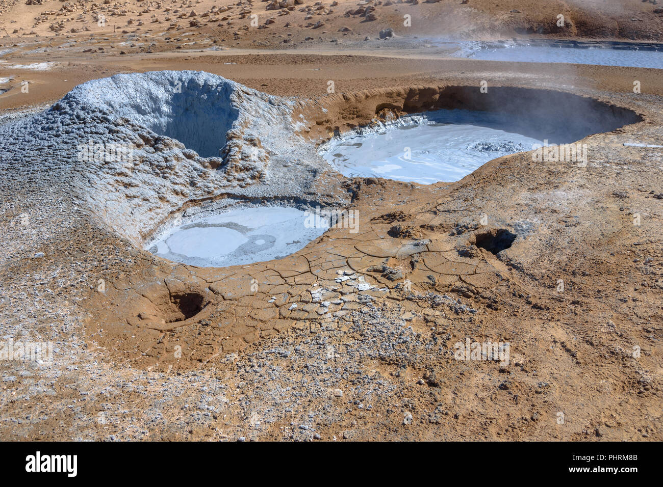 Boiling mud at the Hverir geothermal spot in northern Iceland Stock Photo