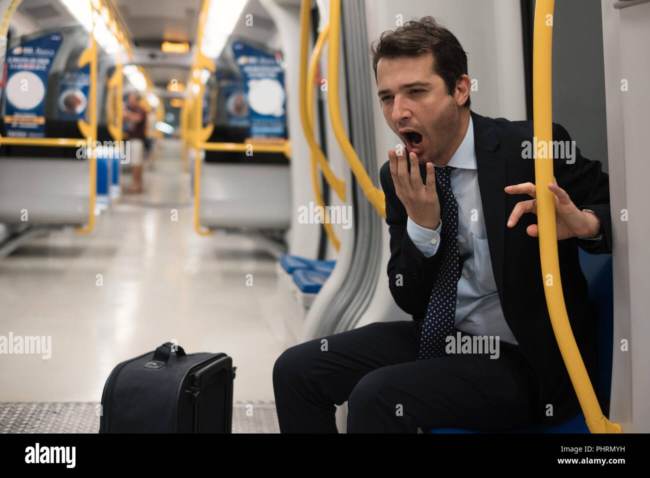 Exhausted Commuter Portrait On Metro Underground Stock Photo Alamy Exhausted Commuter Portrait On Metro Underground Stock Photo Alamy