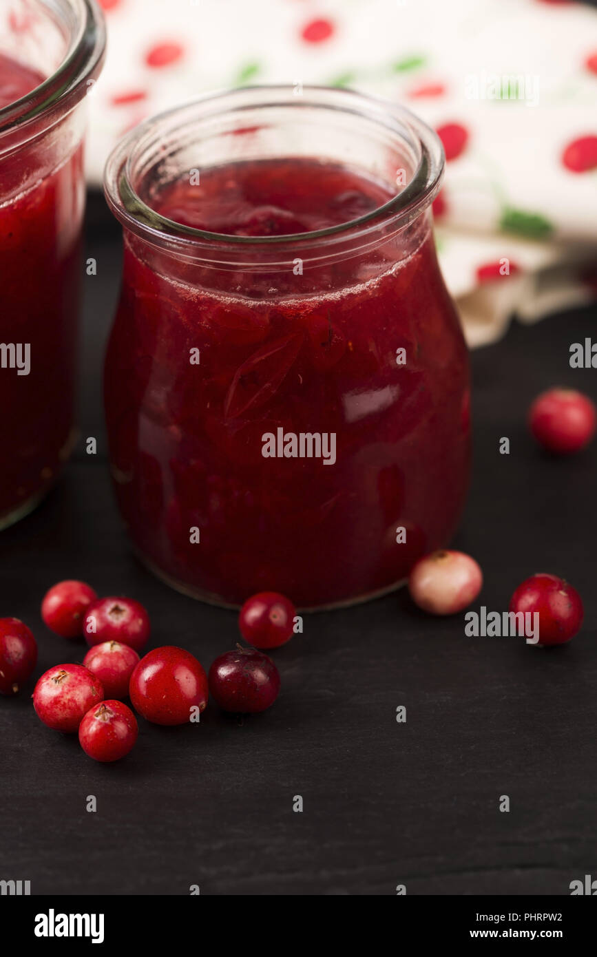 Cranberry jelly dessert Stock Photo Alamy