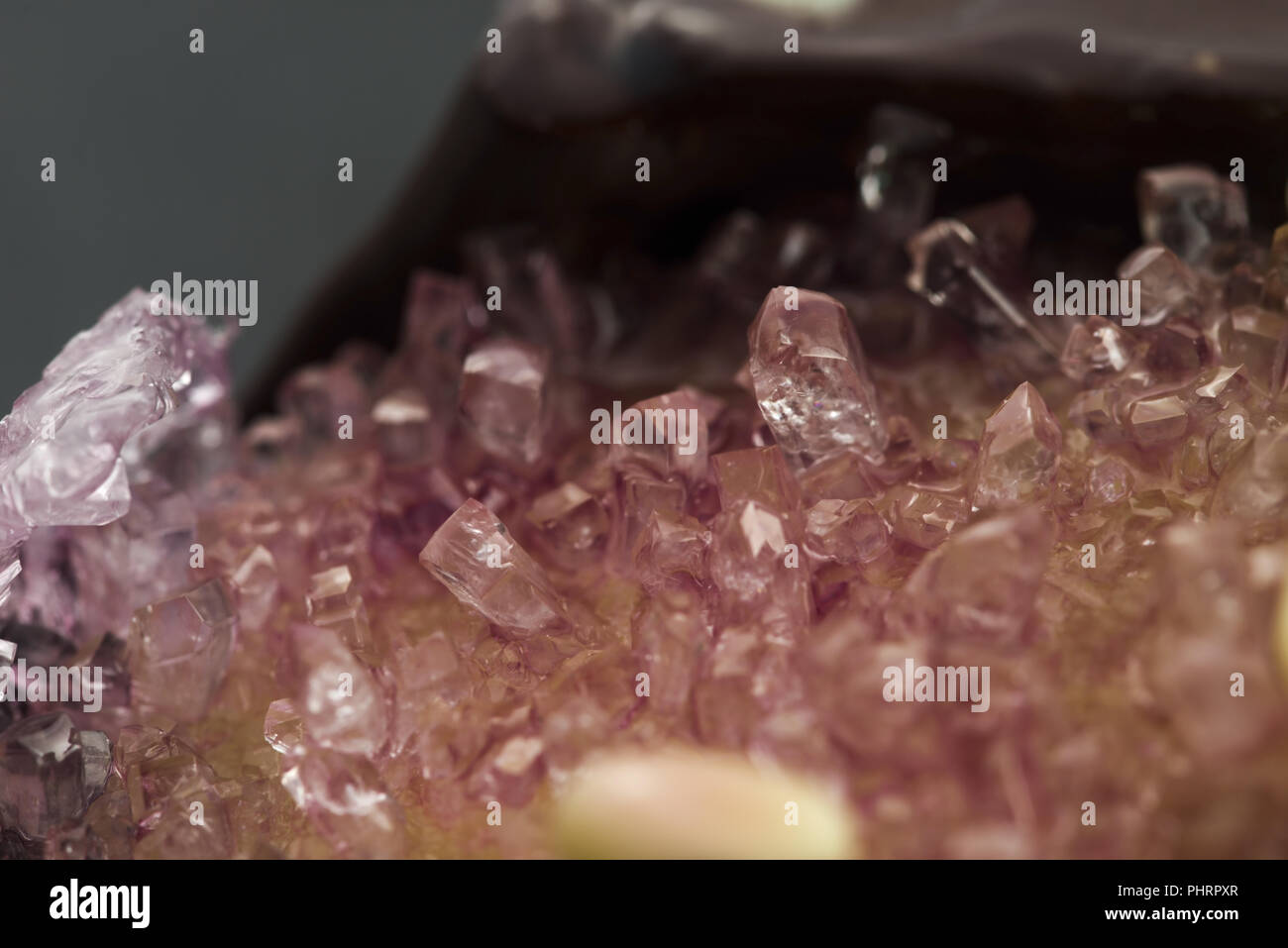 Edible Sugar Crystals on black background Stock Photo