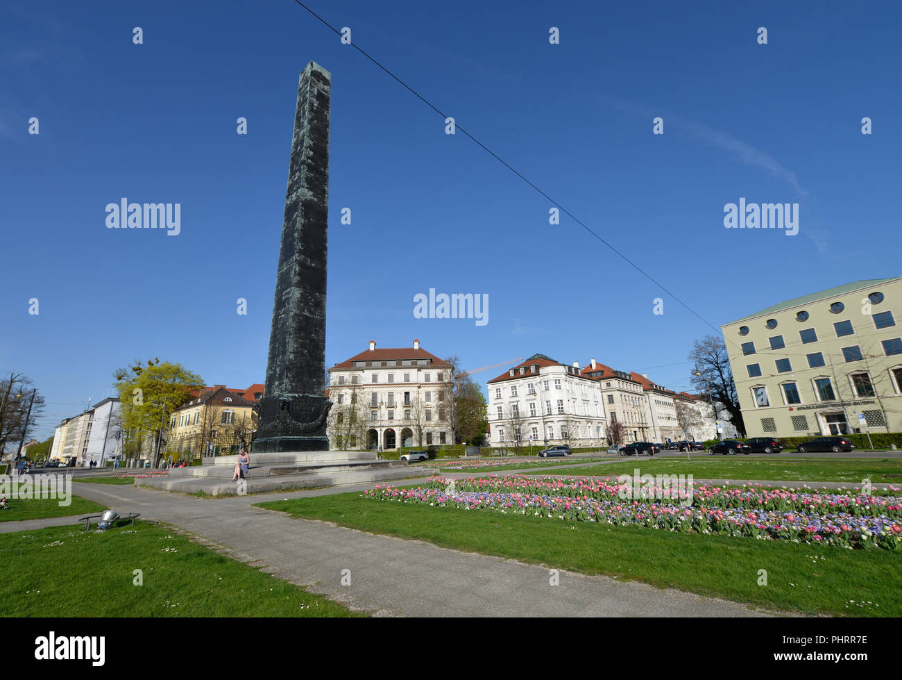 Obelisk, Karolinenplatz, Muenchen, Bayern, Deutschland Stock Photo