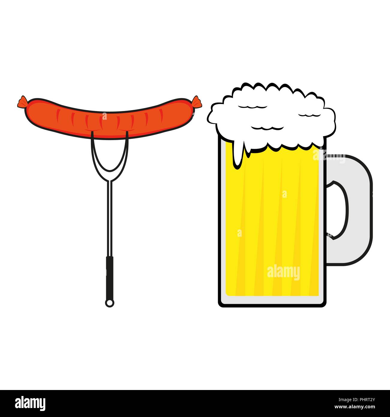 Sausage and a mug of beer Stock Vector