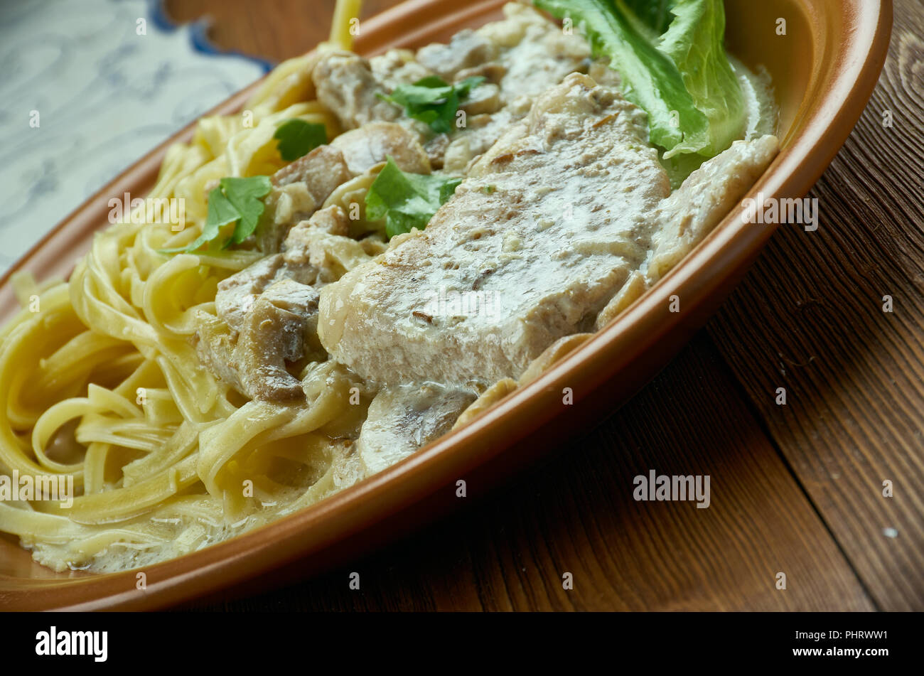 Tender Pork Marsala Stock Photo Alamy