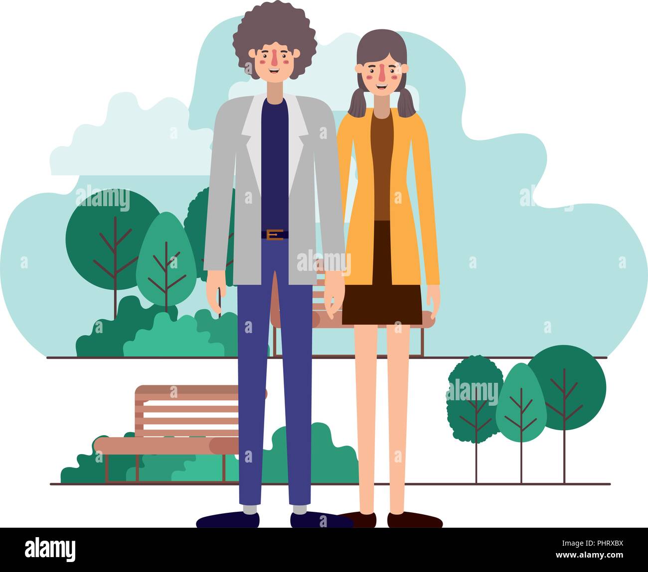 couple characters in the park scene Stock Vector Image & Art - Alamy