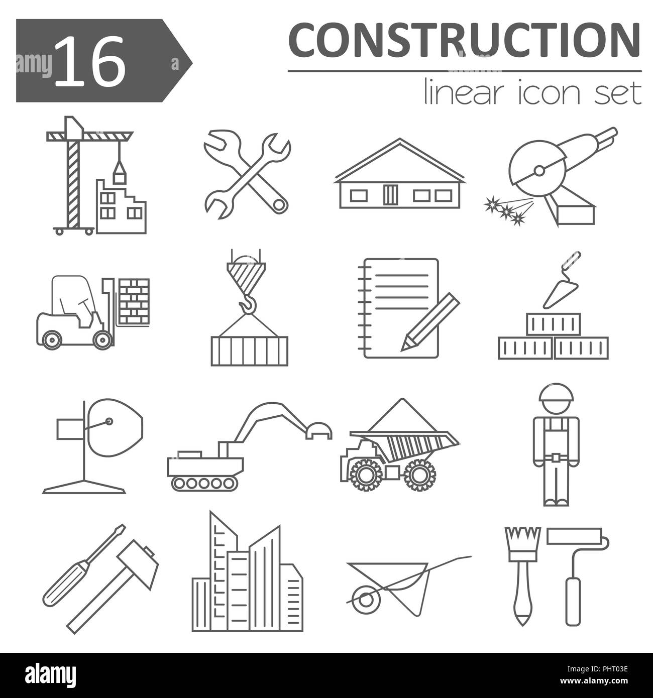 Construction and house repair icon set. Thin line design. Vector ...