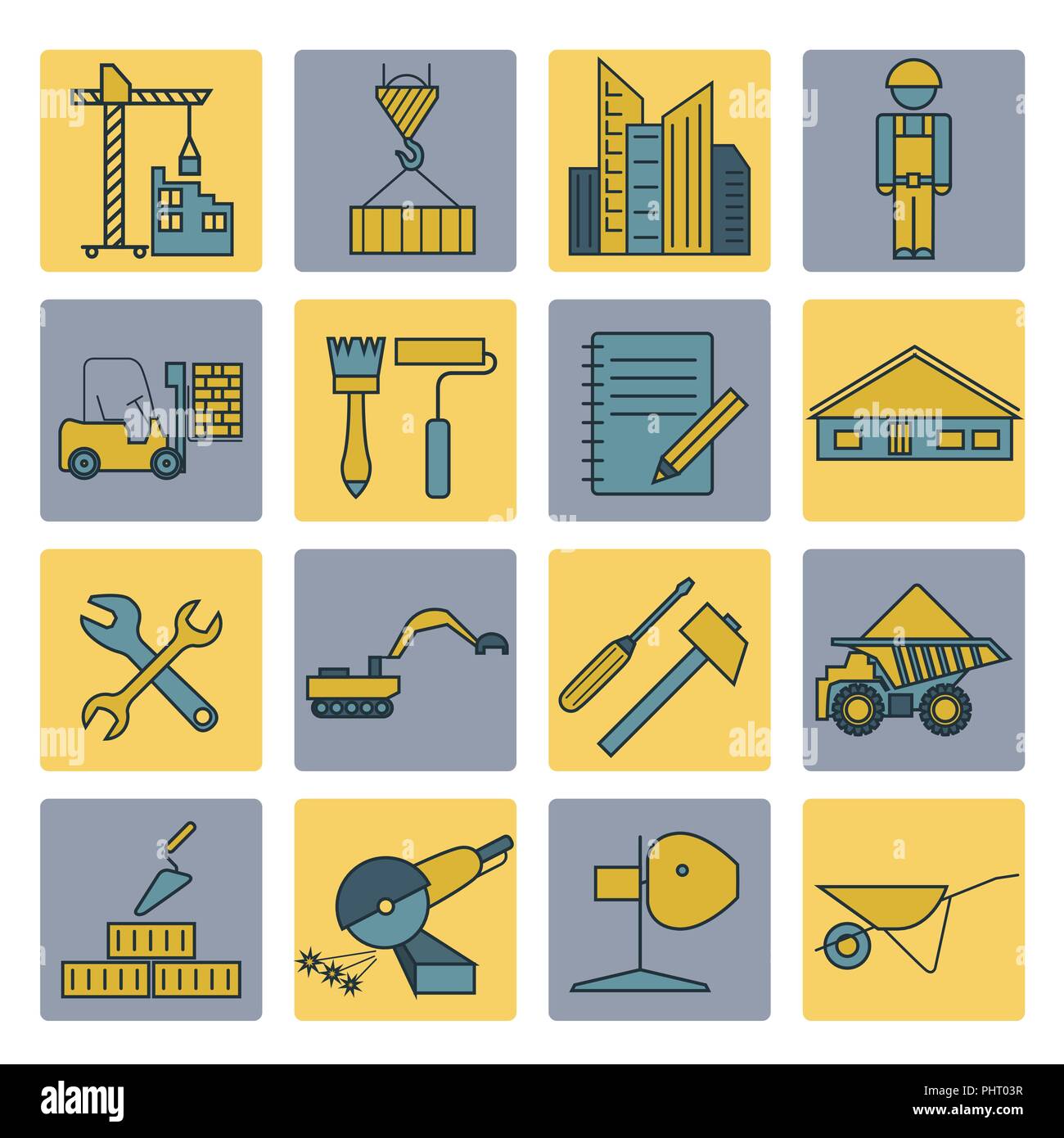 Construction and house repair icon set. Thin line design. Vector ...