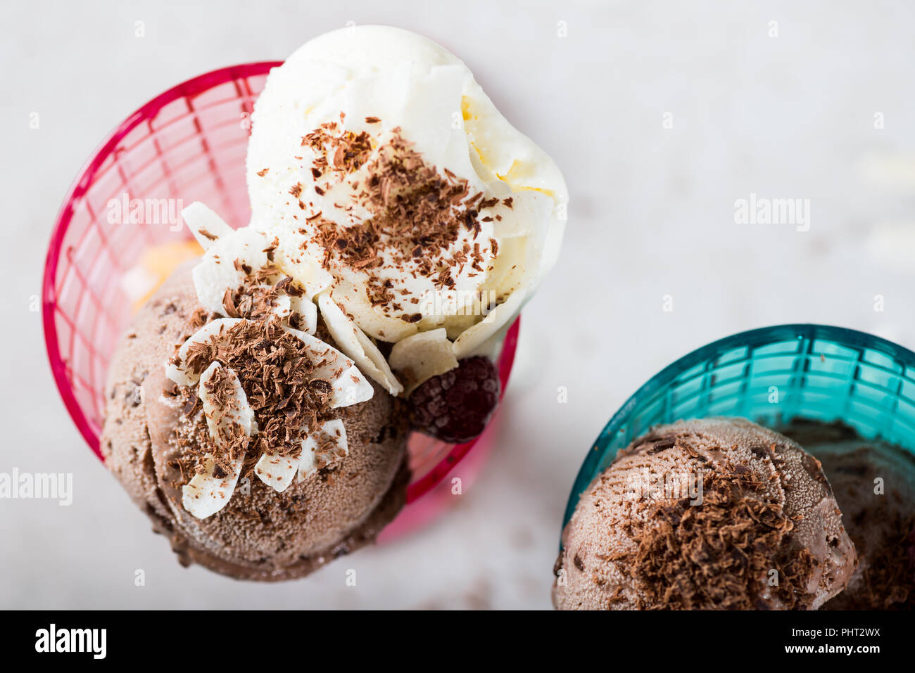 Plastic Ice Cream Sundae Cones with Chocolate and Vanilla Ice Cream