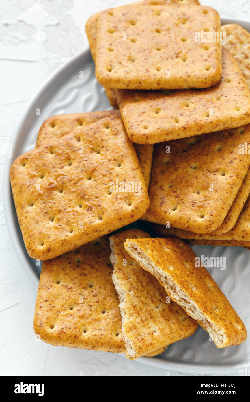 Crackers with wheat bran. Stock Photo