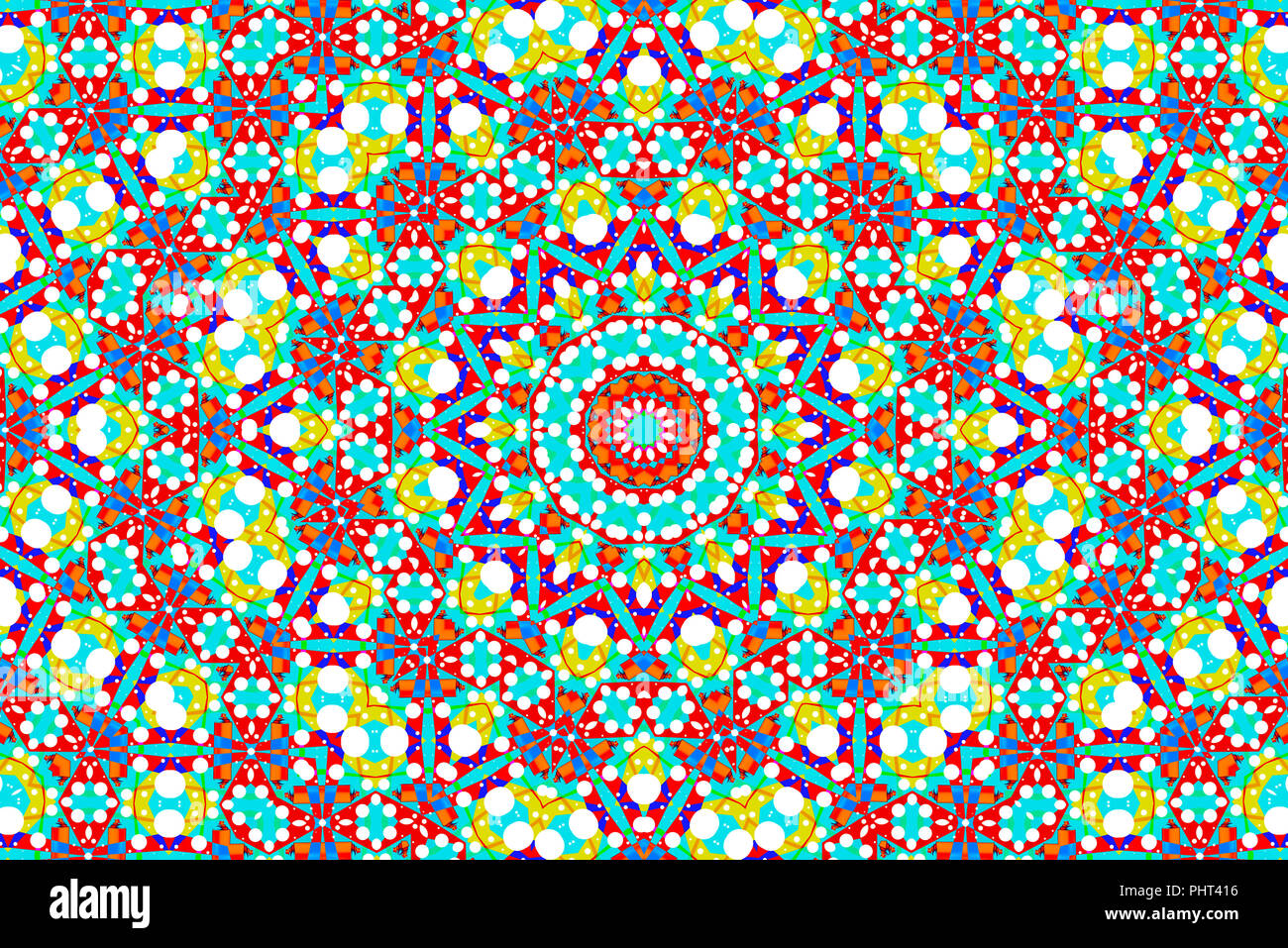 Abstract kaleidoscope pattern background, colorful reflective mirroring backdrop as graphic design element Stock Photo