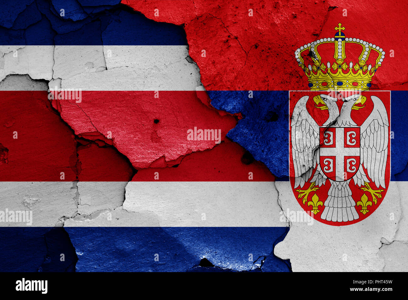 Flags Of Costa Rica And Serbia Stock Photo Alamy