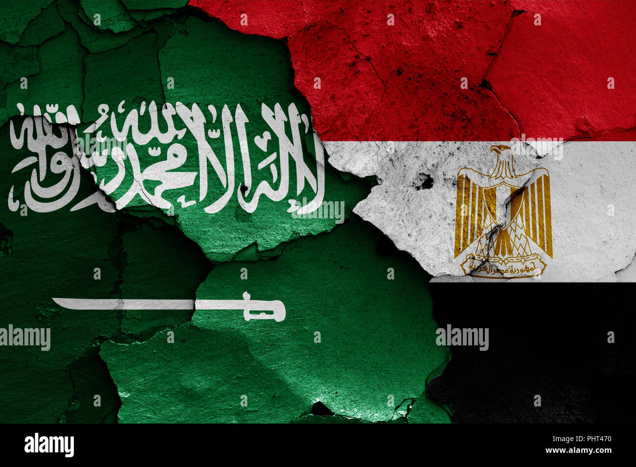 flags of Saudi Arabia and Egypt Stock Photo