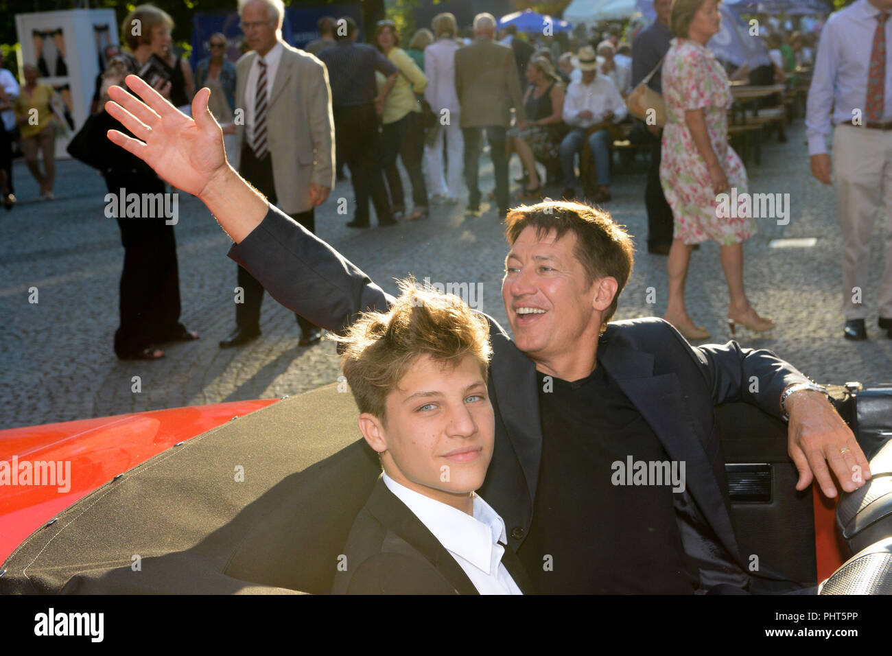 Actor Tobias Moretti and his son arrives at Filmfest München 2015 before the screening of his film 'Luis Trenker' Stock Photo