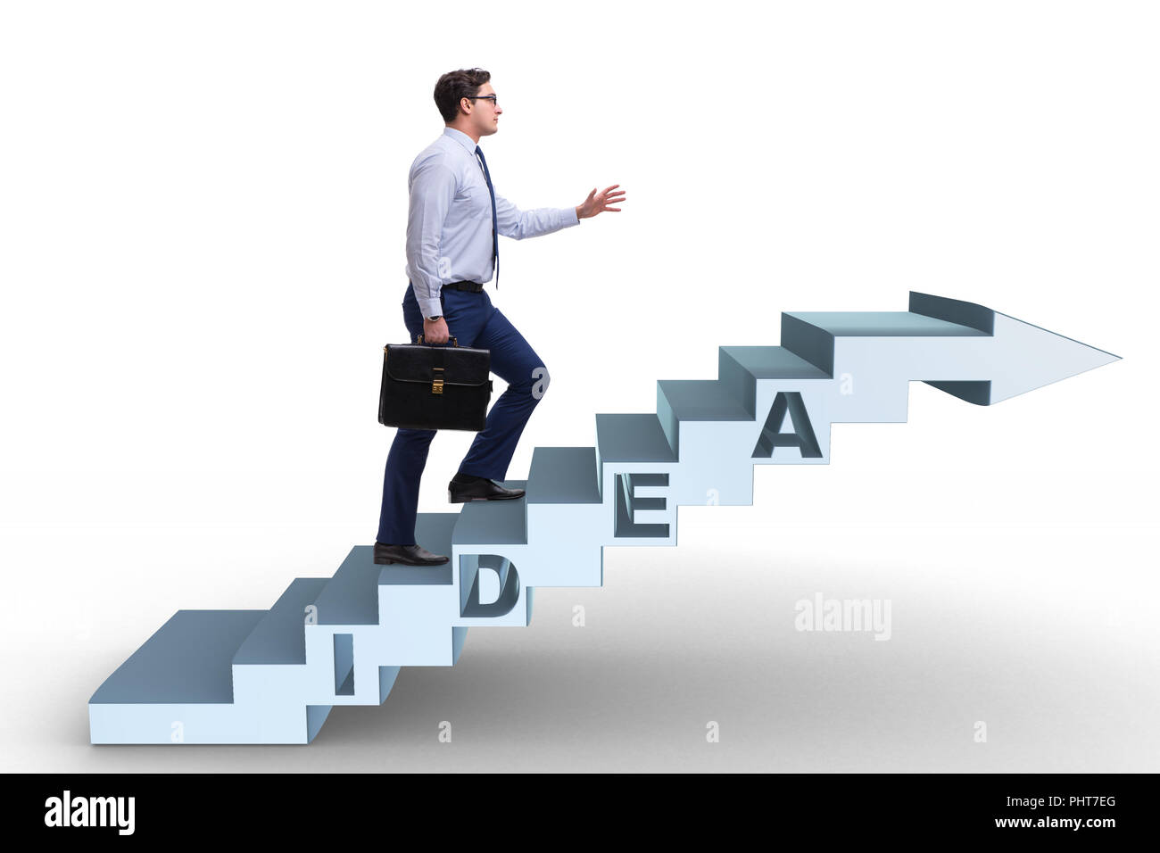 Concept of idea with businessman climbing steps stairs Stock Photo Alamy