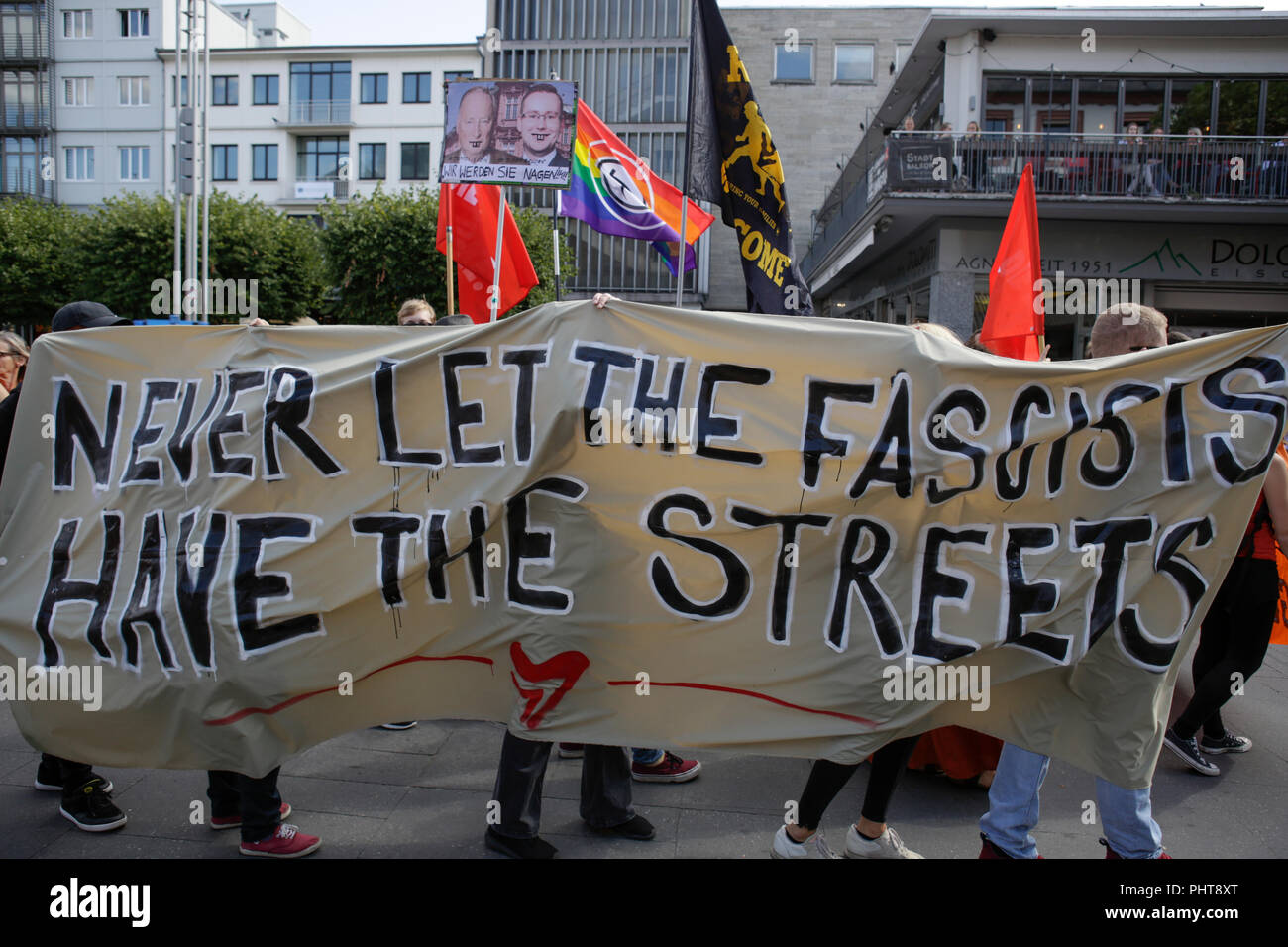 Mainz Germany 01st Sep 2018 Protesters Carry A Banner That
