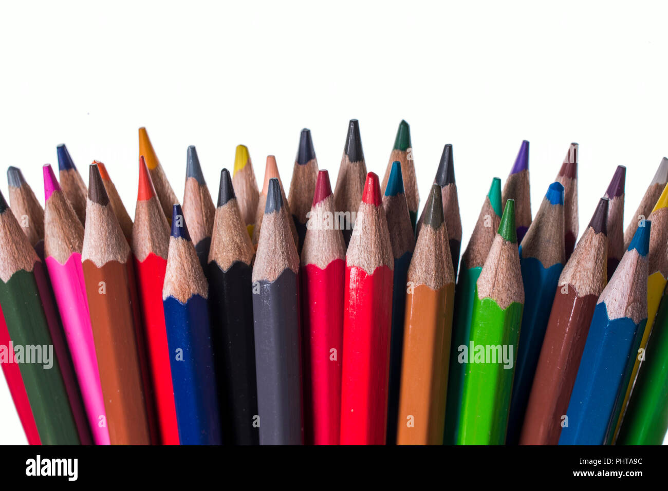 colored pencils from a set for drawing isolated on a white background Stock Photo