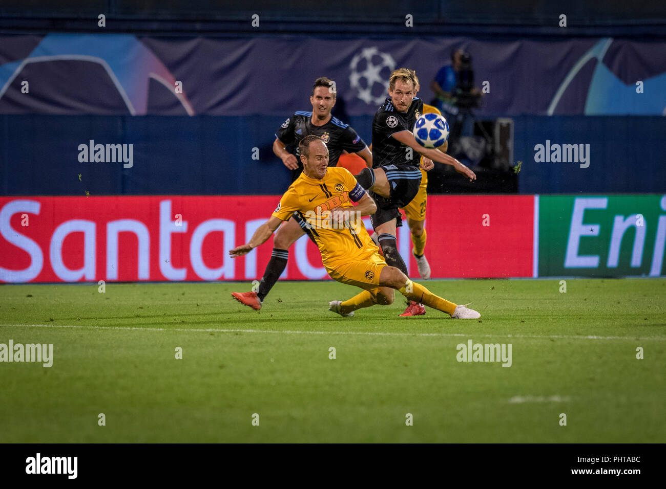 ZAGREB, CROATIA - AUGUST 28, 2018: UEFA Champions League Playoffs, GNK Dinamo vs. BSC Young Boys. In action Izet HAJROVIC (8) Stock Photo
