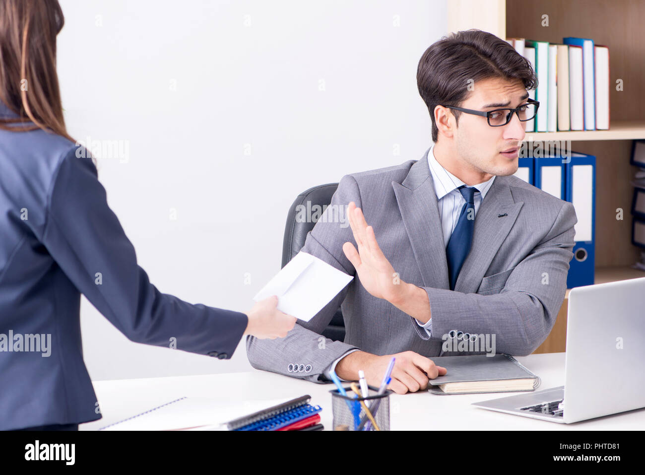 Businessman in business concept with bribe Stock Photo Alamy
