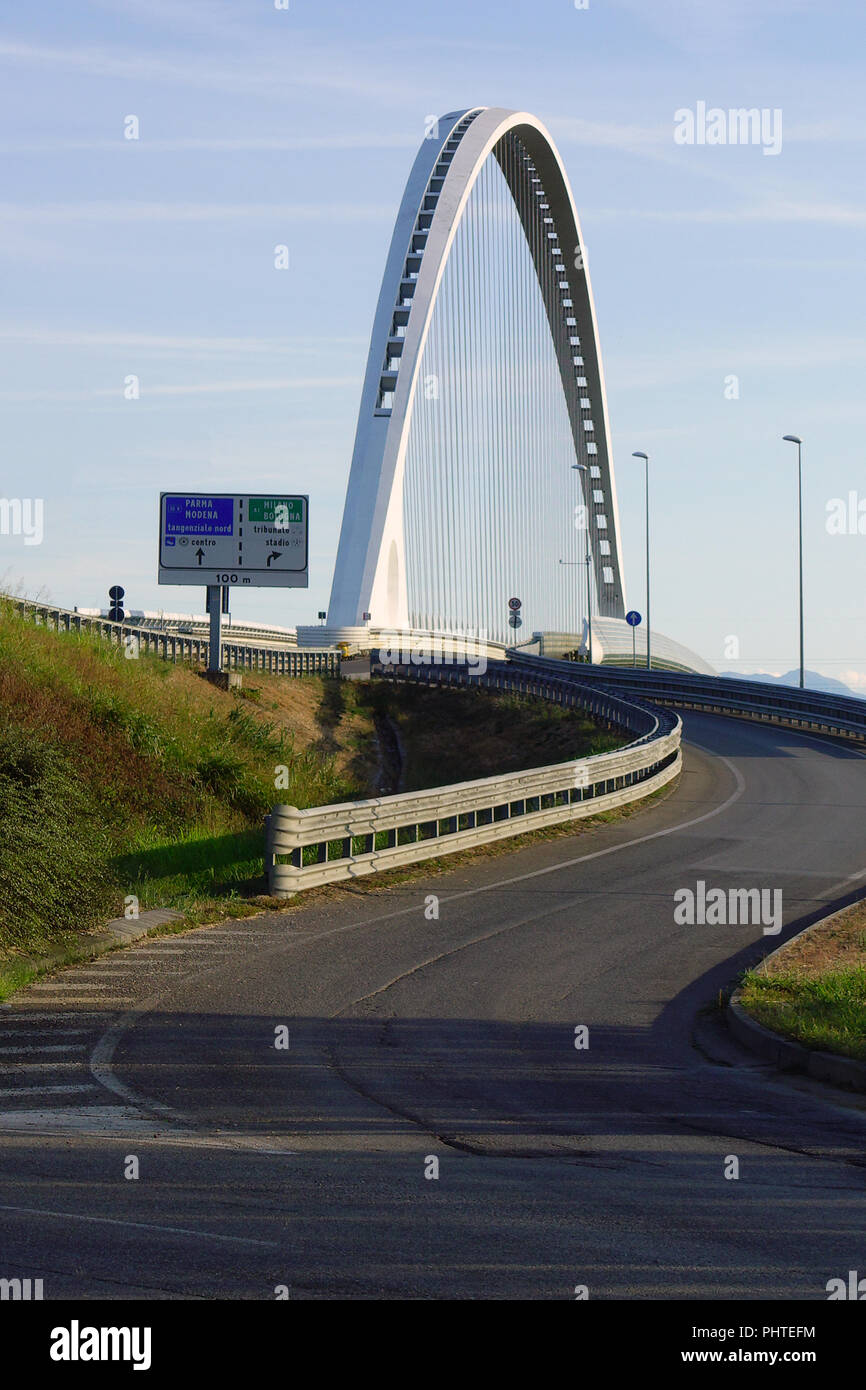 Santiago Calatrava bridge in Reggio Emilia, Italy Stock Photo