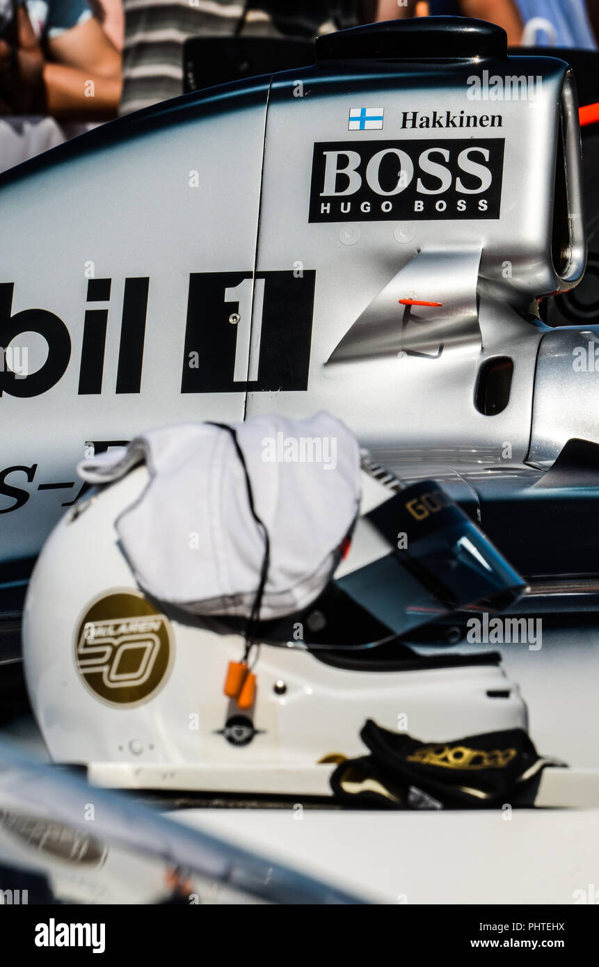 Mika Hakkinen McLaren Formula 1 grand prix racing car at Goodwood Festival of Speed Stock Photo