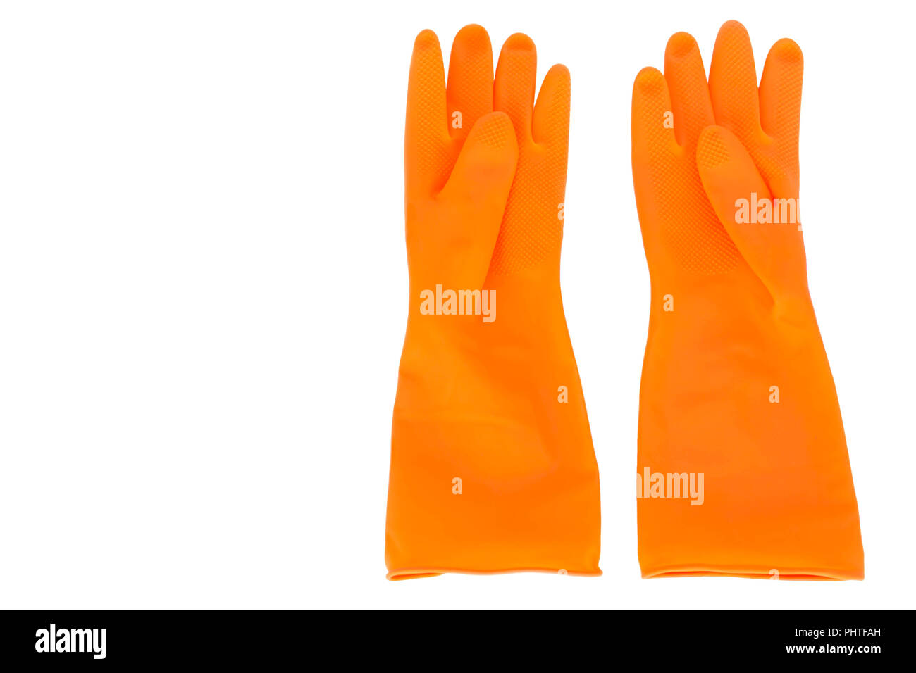 Orange rubber gloves Isolated Stock Photo Alamy