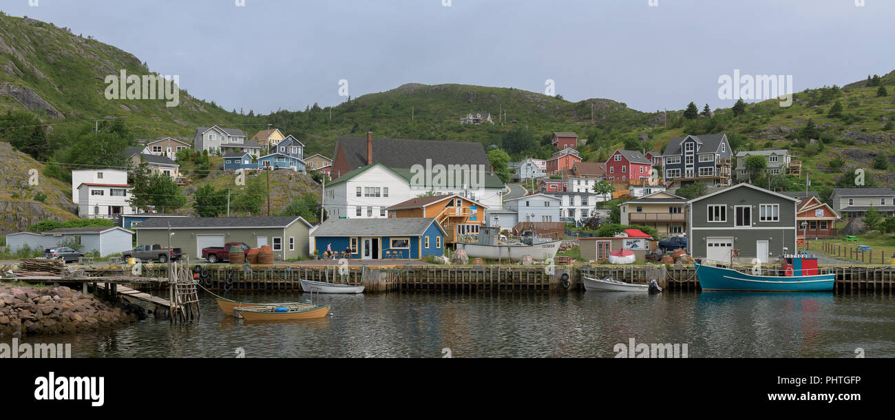 Colorful and historic town and harbor in Petty Harbour, Newfoundland