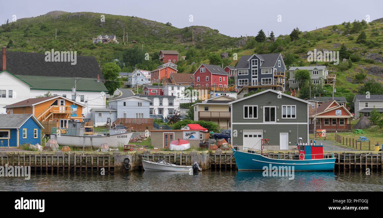 Colorful and historic town and harbor in Petty Harbour, Newfoundland