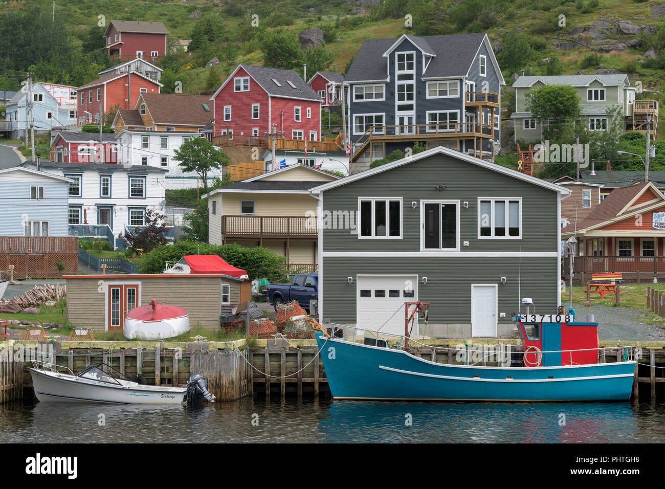 Colorful and historic town and harbor in Petty Harbour, Newfoundland
