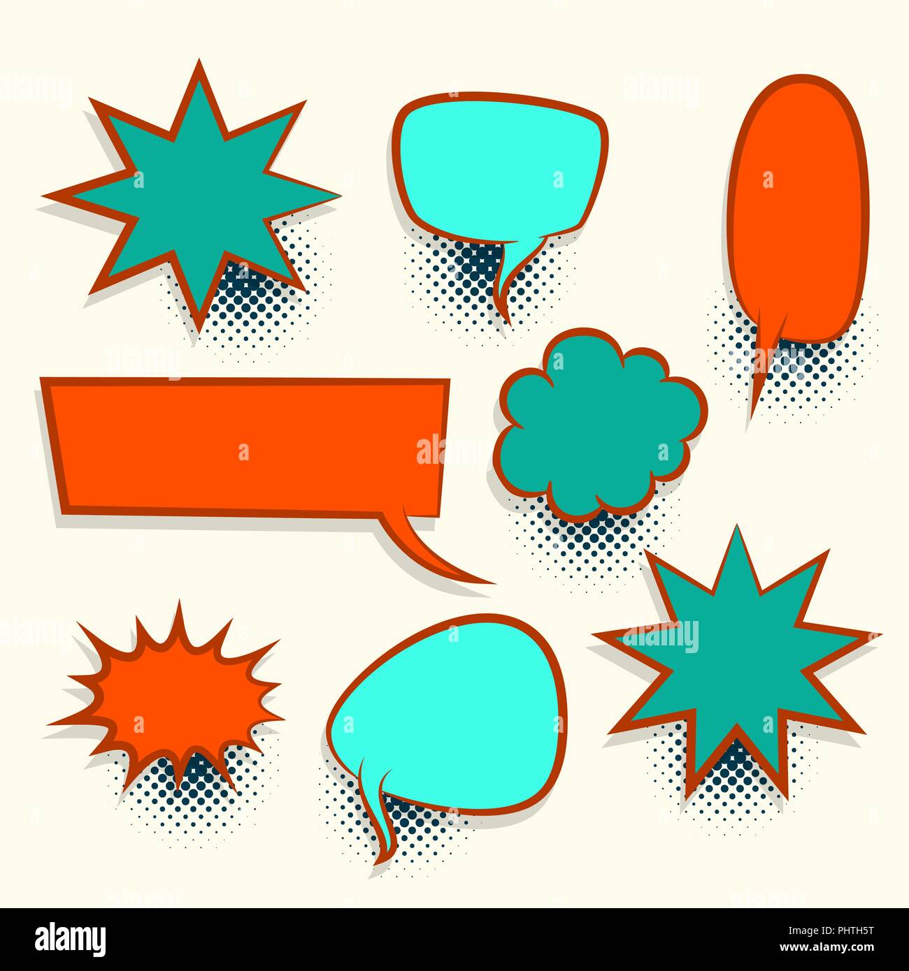 Comic book retro colored empty speech bubble Stock Vector