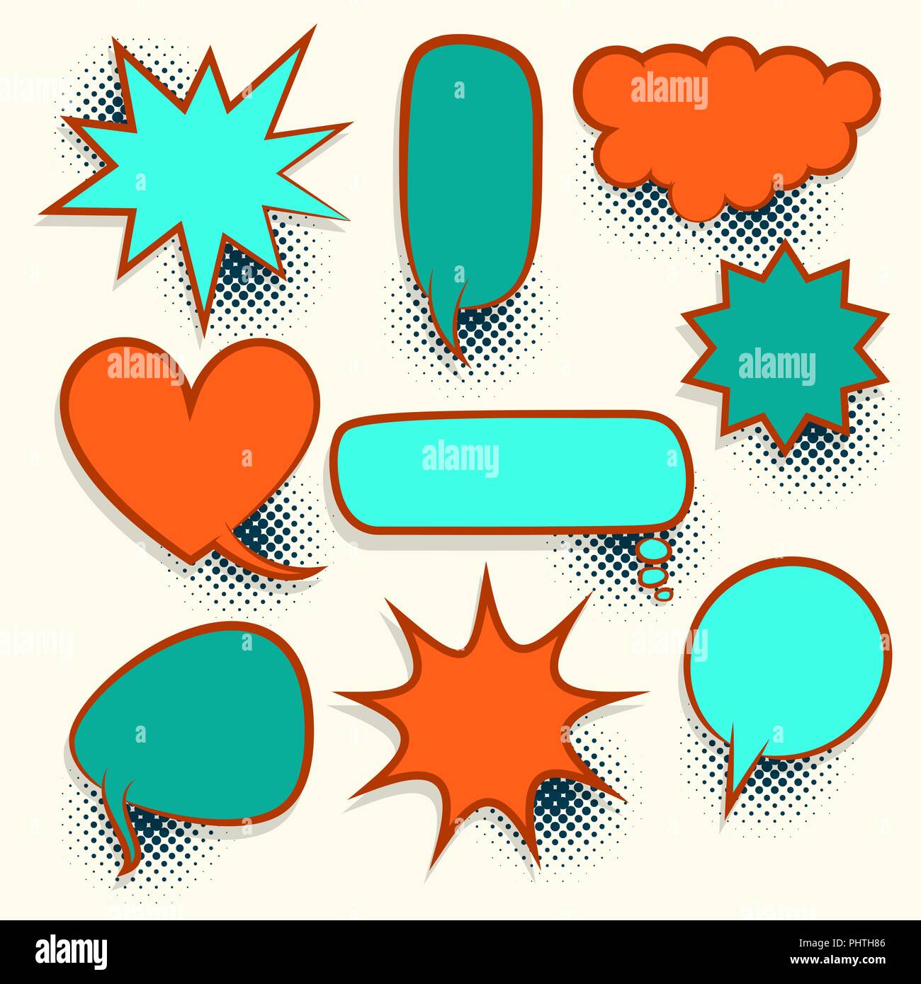 Comic book retro colored empty speech bubble Stock Vector