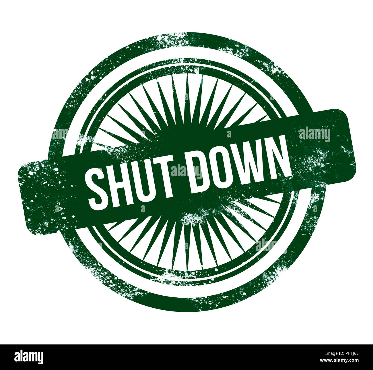 shut down green grunge stamp Stock Photo Alamy