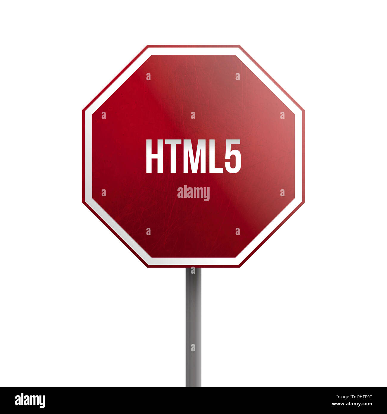 HTML5 - red sign isolated on white background Stock Photo