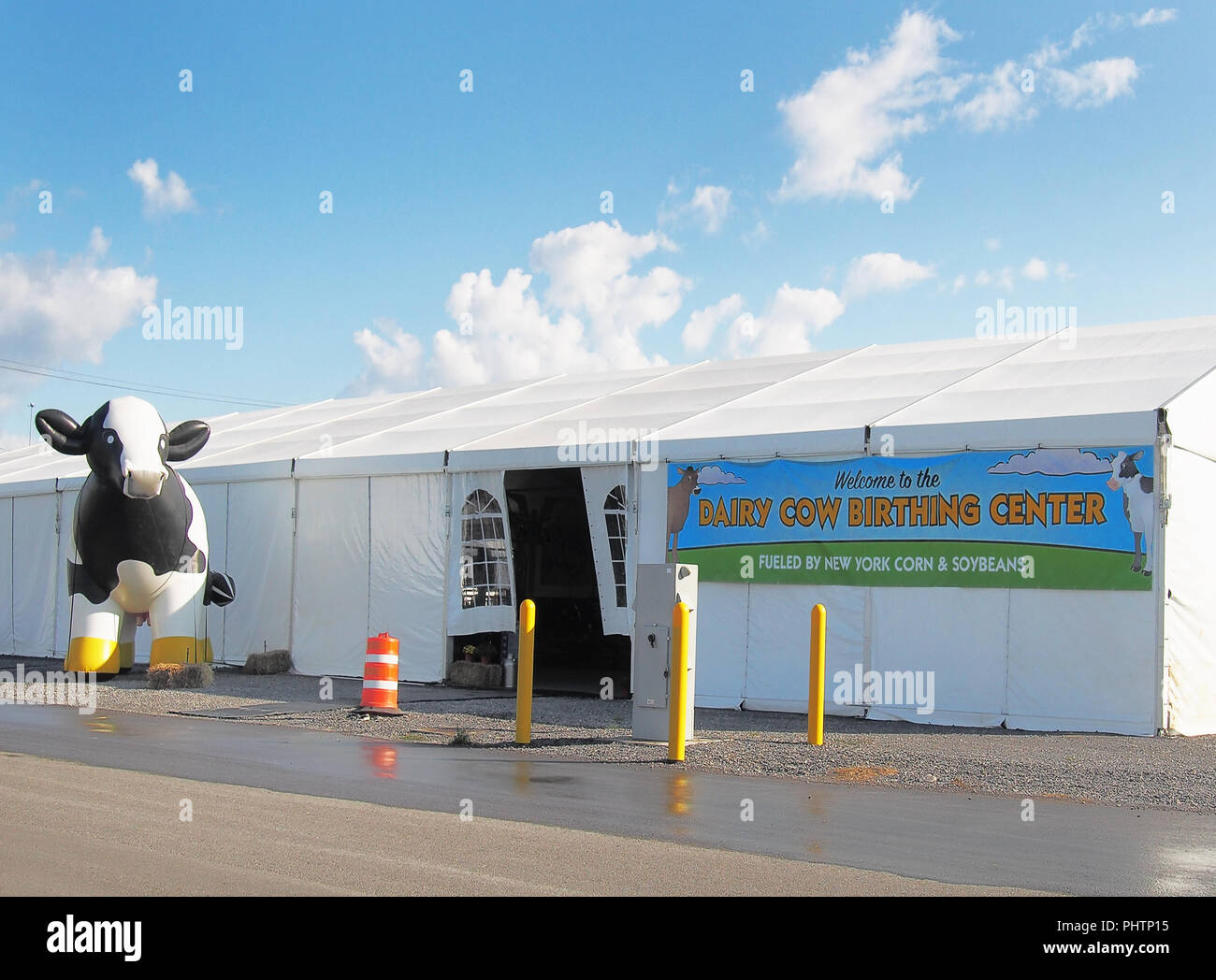 Geddes, New York, USA. August 23, 2018. The Dairy Cow Birthing Center on the west end of The New York State Fair, a very popular annual exhibit put on Stock Photo