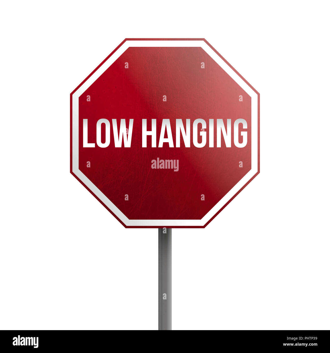 Low Hanging Fruit - red sign isolated on white background Stock Photo