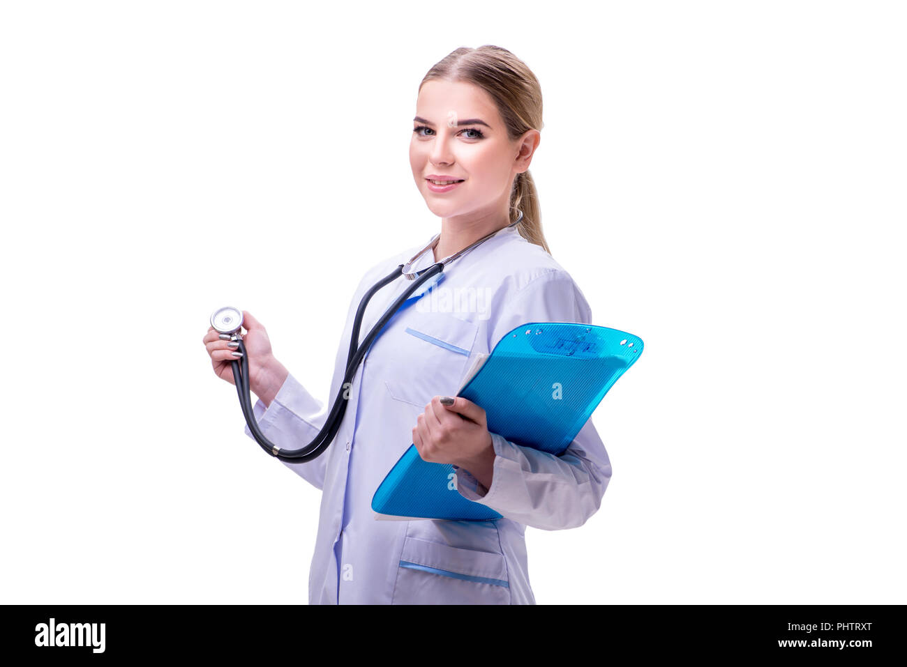 Young woman doctor isolated on white background Stock Photo - Alamy