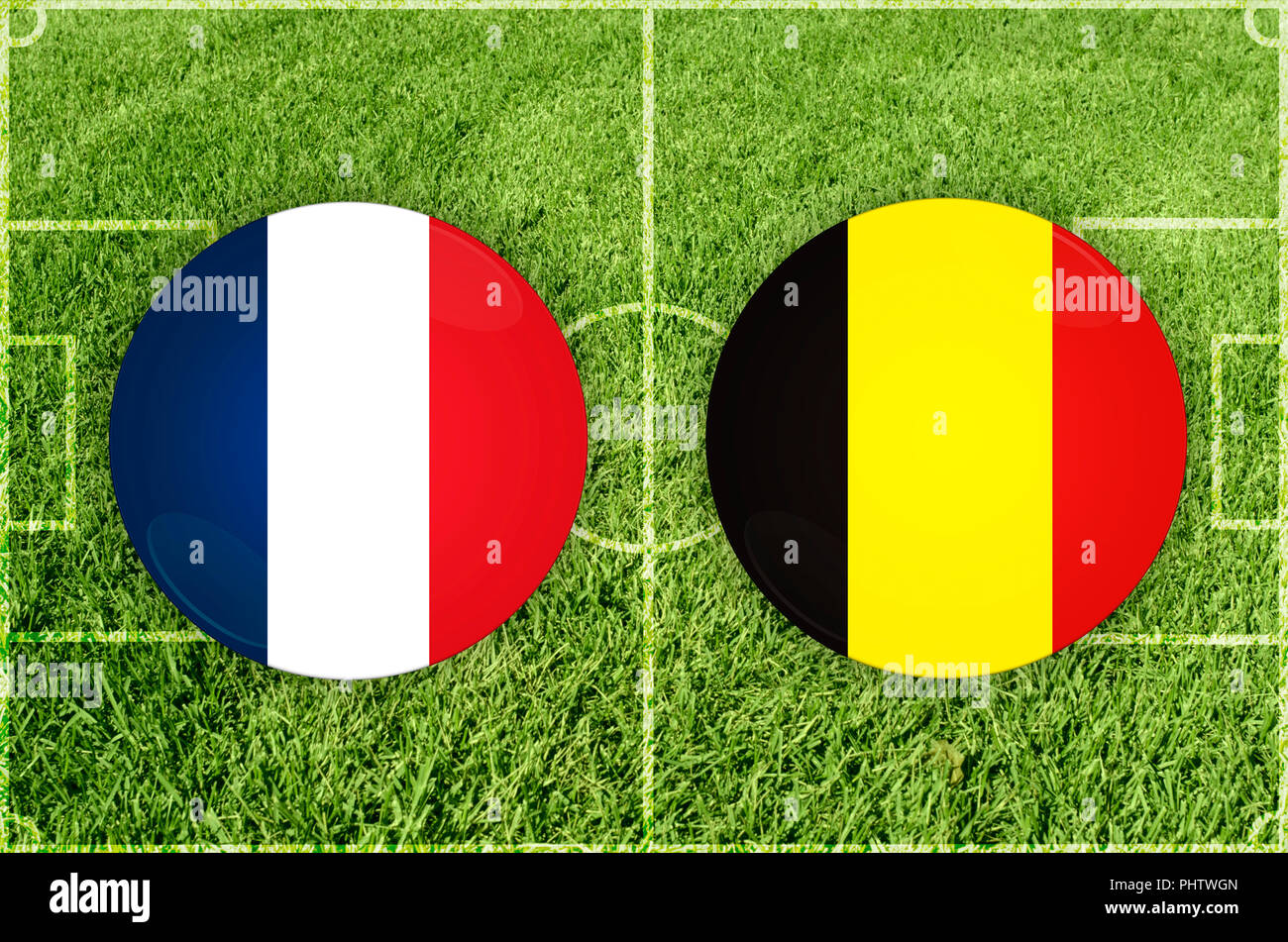France vs Belgium football match Stock Photo Alamy