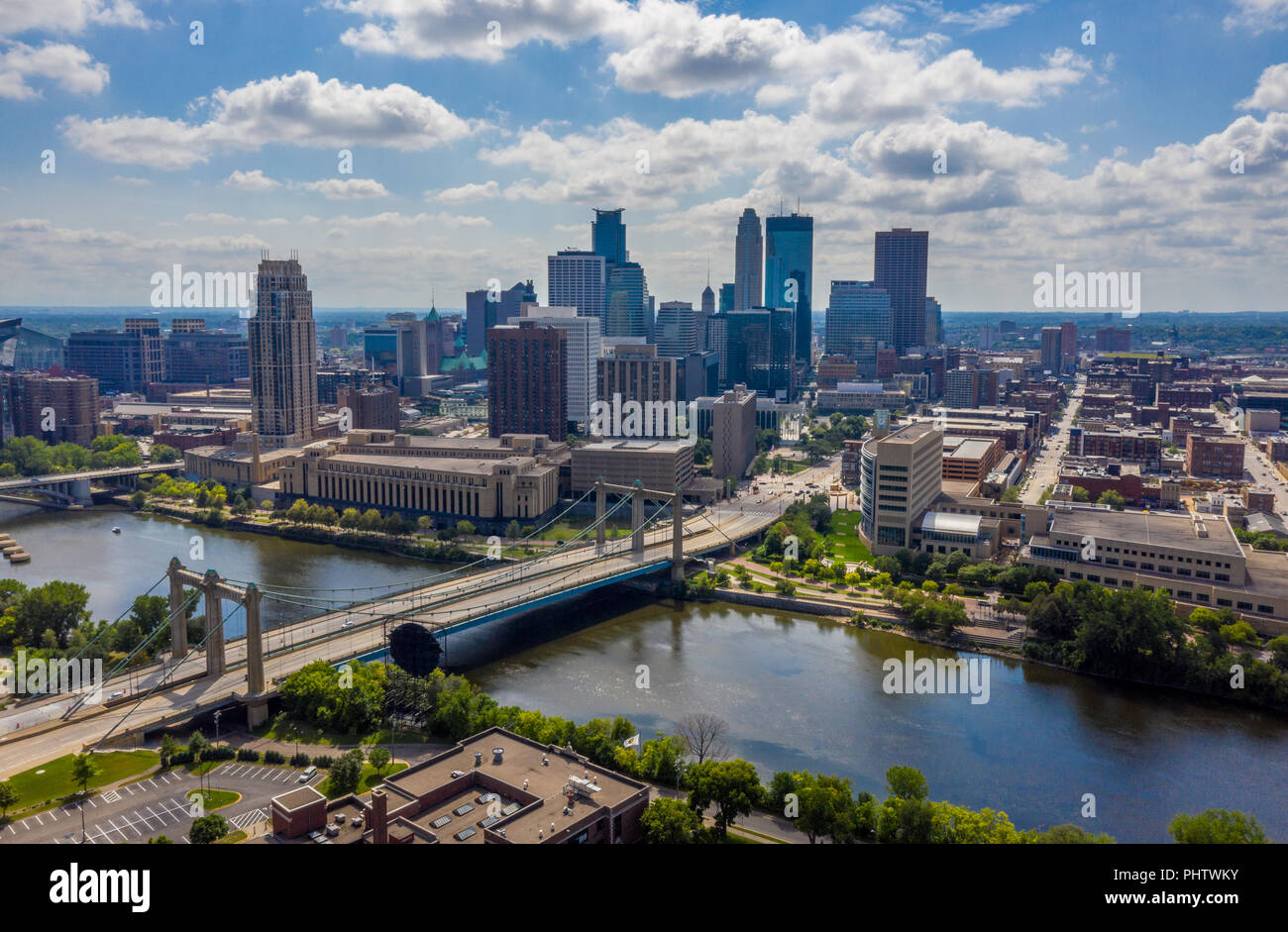 Minneapolis Aerial Cityscape Stock Photo