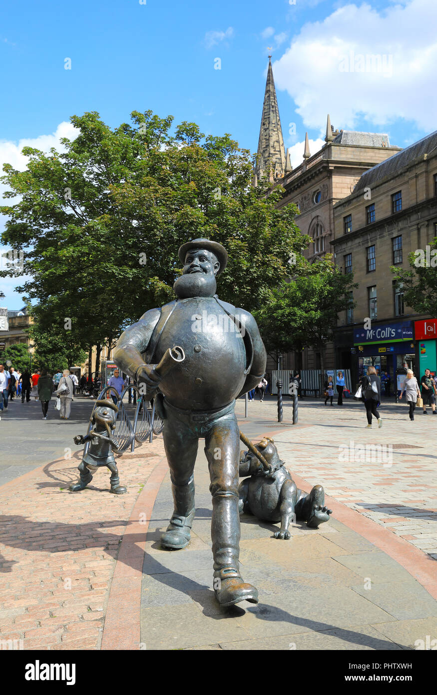 Statue of Desperate Dan, the wild west character from the Dandy, in Dundee where his publishers, D.C. Thomson are based, in Scotland, UK Stock Photo