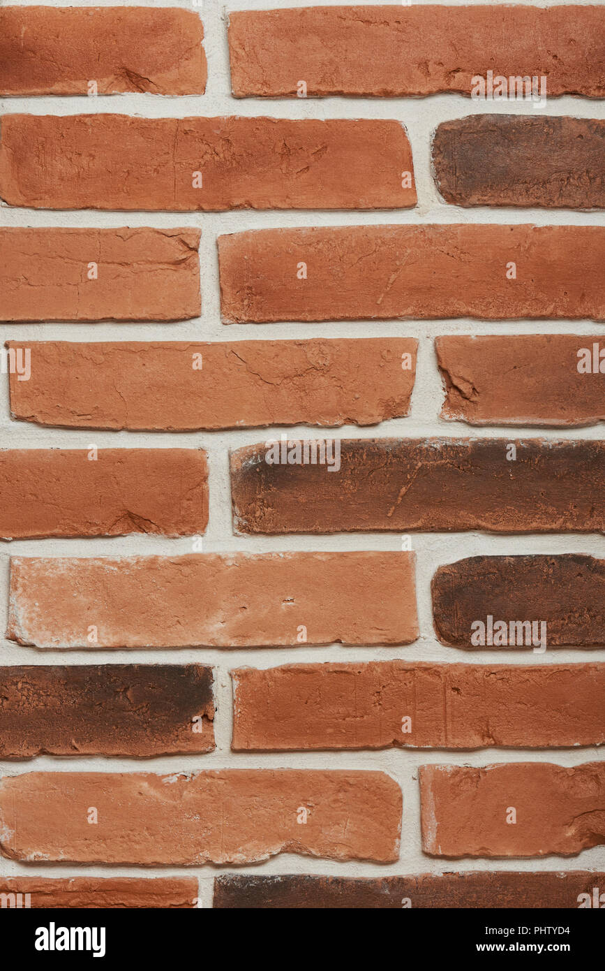 Close-up of red brick wall with clean blocks. Brick wall texture background Stock Photo